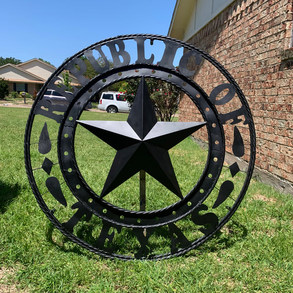 REPUBLIC OF TEXAS 3d STAR CUSTOM RUSTIC BLACK METAL VINTAGE CRAFT WESTERN HOME DECOR HANDMADE NEW ART