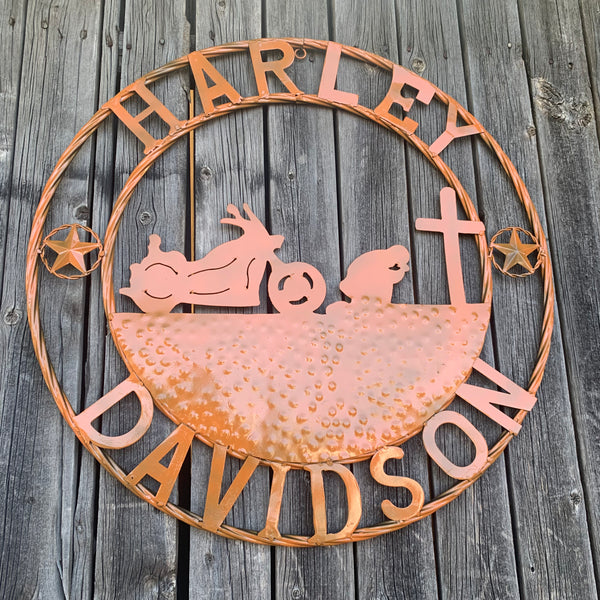 24",32" HARLEY DAVIDSON ORANGE CUSTOM METAL VINTAGE CRAFT SIGN WESTERN HOME DECOR HANDMADE