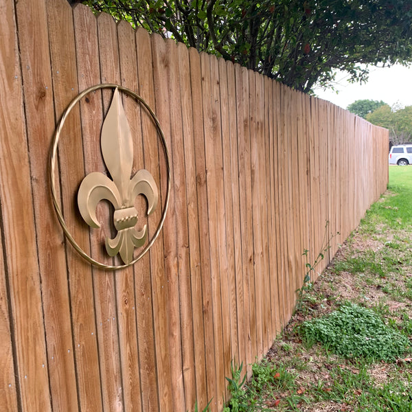 24" GOLD FLEUR DE LIS METAL SIGN WESTERN HOME DECOR HANDMADE NEW