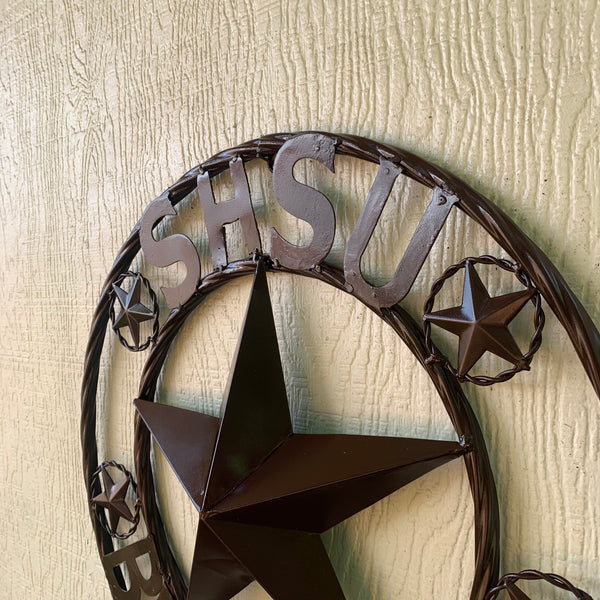 18" SHSU SAM HOUSTON BEARKATS RUSTIC BRONZE COPPER METAL CUSTOM VINTAGE CRAFT RUSTIC BROWN TEAM STAR HANDMADE