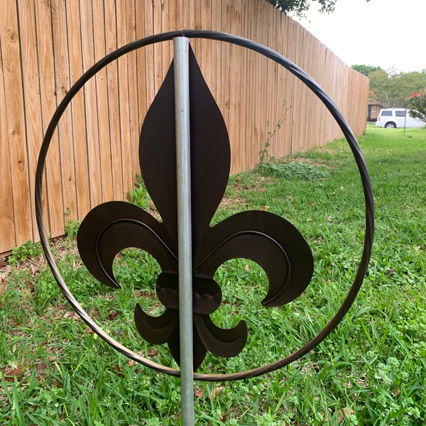 24" GOLD FLEUR DE LIS METAL SIGN WESTERN HOME DECOR HANDMADE NEW