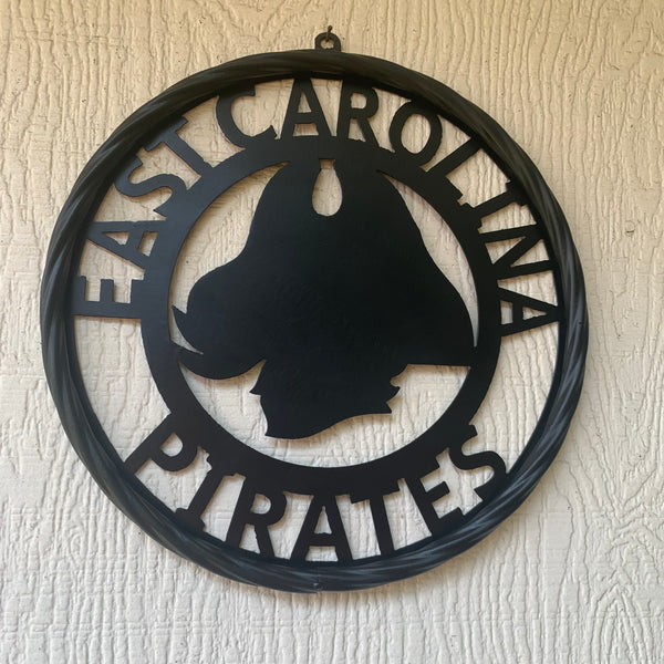 EAST CAROLINA CUSTOM BLACK METAL VINTAGE CRAFT WALL ART TEAM SIGN HANDMADE