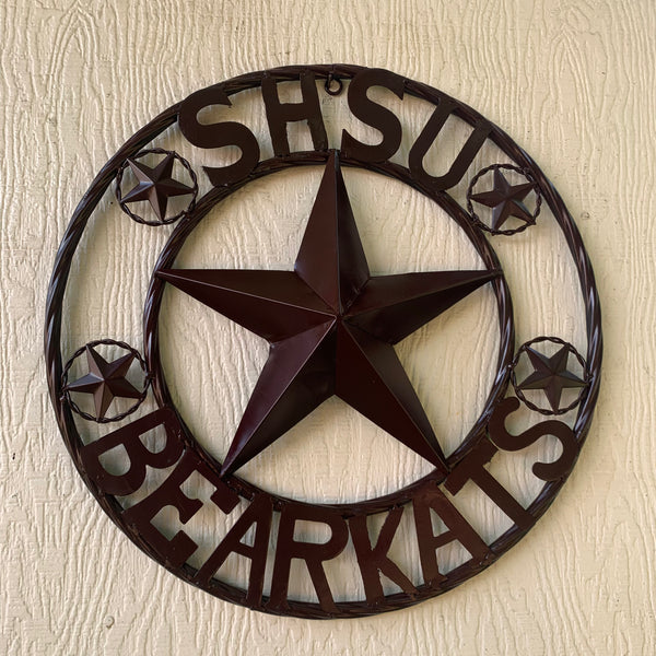 18" SHSU SAM HOUSTON BEARKATS RUSTIC BRONZE COPPER METAL CUSTOM VINTAGE CRAFT RUSTIC BROWN TEAM STAR HANDMADE