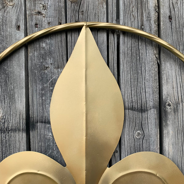 24" GOLD FLEUR DE LIS METAL SIGN WESTERN HOME DECOR HANDMADE NEW