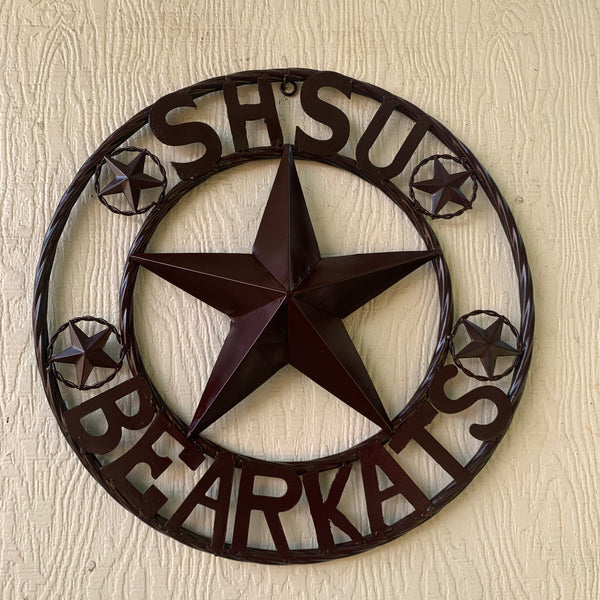 18" SHSU SAM HOUSTON BEARKATS RUSTIC BRONZE COPPER METAL CUSTOM VINTAGE CRAFT RUSTIC BROWN TEAM STAR HANDMADE