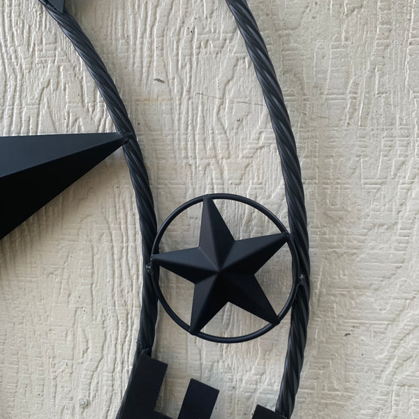 HOME SWEET HOME BARN STAR 24",32",36" RUSTIC BLACK METAL LONE STAR WESTERN HOME DECOR HANDMADE NEW #EH10549