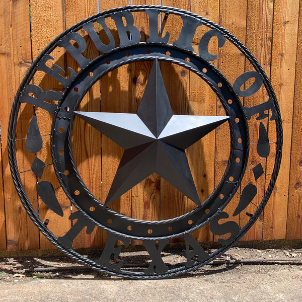 REPUBLIC OF TEXAS 3d STAR CUSTOM RUSTIC BLACK METAL VINTAGE CRAFT WESTERN HOME DECOR HANDMADE NEW ART