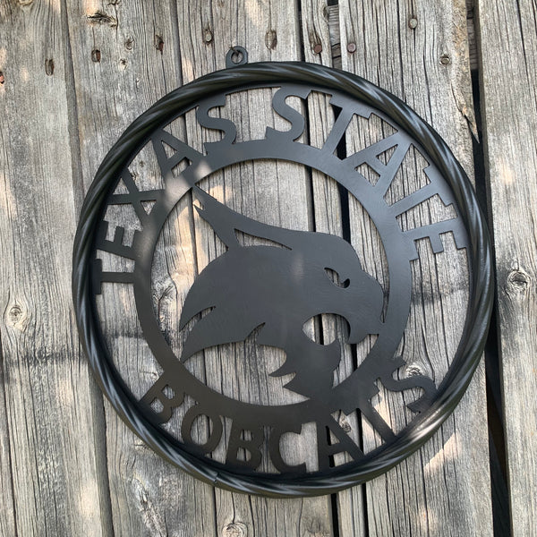 12",18",24",32",36" TEXAS STATE BOBCATS CUSTOM BLACK METAL VINTAGE CRAFT TEAM SIGN WESTERN HOME DECOR HANDMADE