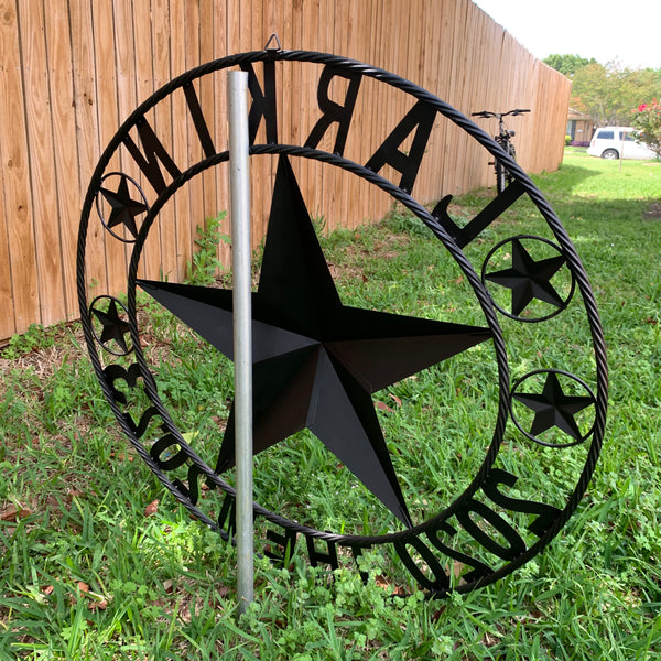 LARKIN STYLE CUSTOM STAR NAME BARN METAL STAR 3d TWISTED ROPE RING WESTERN HOME DECOR RUSTIC  BRONZE HANDMADE 24",32",34",36",40",42",44",46",50"