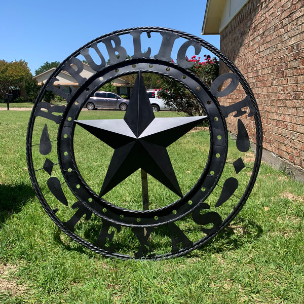 REPUBLIC OF TEXAS 3d STAR CUSTOM RUSTIC BLACK METAL VINTAGE CRAFT WESTERN HOME DECOR HANDMADE NEW ART