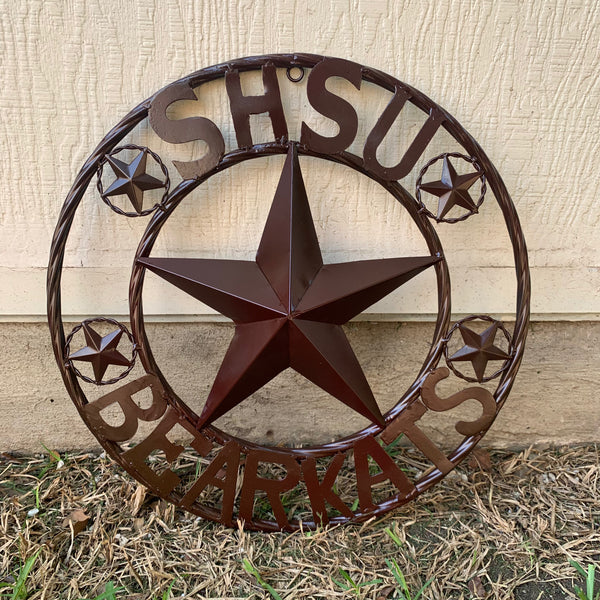 18" SHSU SAM HOUSTON BEARKATS RUSTIC BRONZE COPPER METAL CUSTOM VINTAGE CRAFT RUSTIC BROWN TEAM STAR HANDMADE