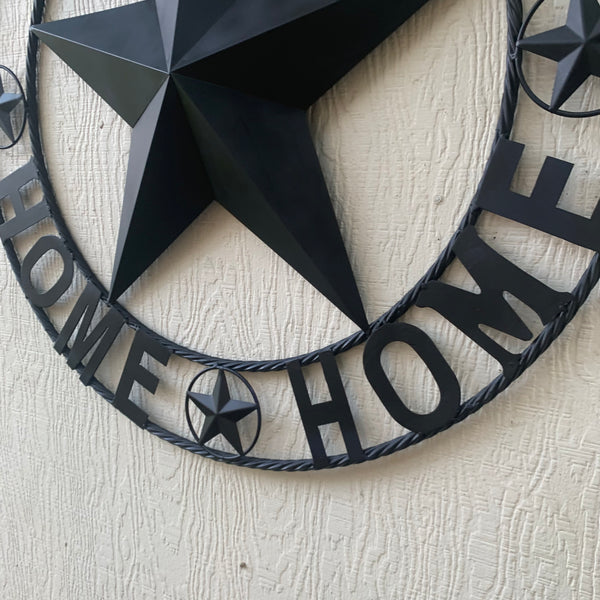 HOME SWEET HOME BARN STAR 24",32",36" RUSTIC BLACK METAL LONE STAR WESTERN HOME DECOR HANDMADE NEW #EH10549