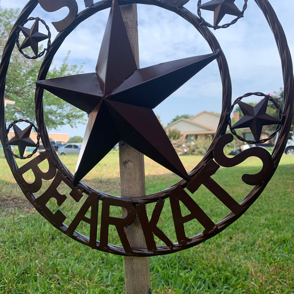 18" SHSU SAM HOUSTON BEARKATS RUSTIC BRONZE COPPER METAL CUSTOM VINTAGE CRAFT RUSTIC BROWN TEAM STAR HANDMADE