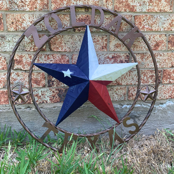 ZOLDAK TEXAS TX LICENSE PLATE STAR STYLE CUSTOM NAME STAR WITH TWISTED ROPE RING METAL WALL ART WESTERN HOME DECOR HANDMADE