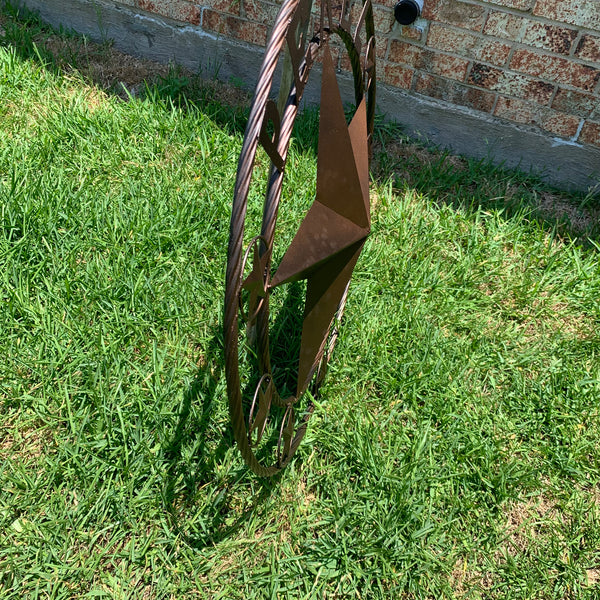 PEREZ CUSTOM STAR NAME BARN METAL STAR 3d TWISTED ROPE RING WESTERN HOME DECOR RUSTIC  BRONZE HANDMADE 24",32",34",36",40",42",44",46",50"