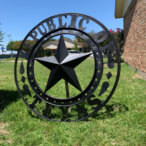 REPUBLIC OF TEXAS 3d STAR CUSTOM RUSTIC BLACK METAL VINTAGE CRAFT WESTERN HOME DECOR HANDMADE NEW ART