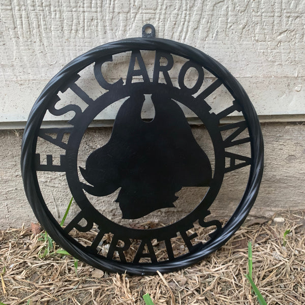 EAST CAROLINA CUSTOM BLACK METAL VINTAGE CRAFT WALL ART TEAM SIGN HANDMADE