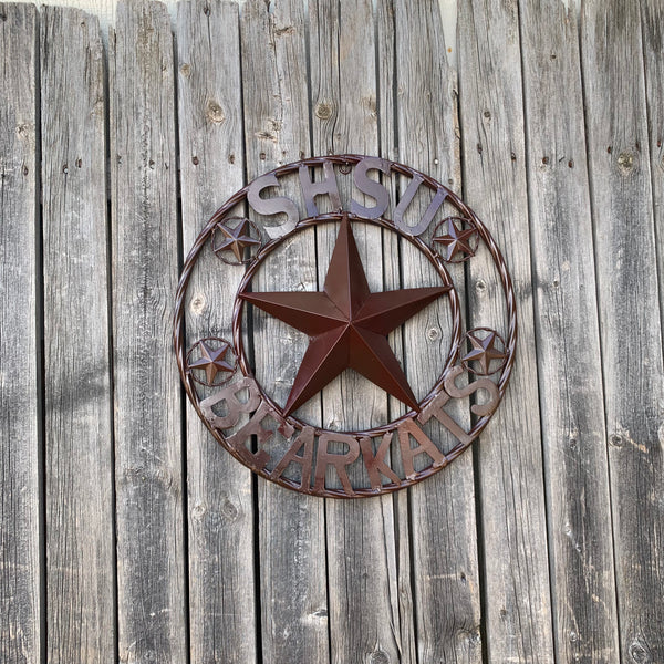 18" SHSU SAM HOUSTON BEARKATS RUSTIC BRONZE COPPER METAL CUSTOM VINTAGE CRAFT RUSTIC BROWN TEAM STAR HANDMADE