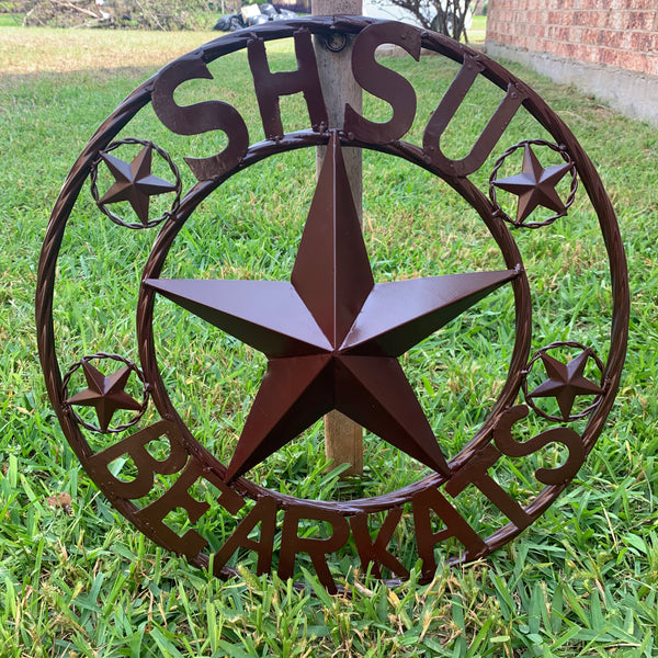 18" SHSU SAM HOUSTON BEARKATS RUSTIC BRONZE COPPER METAL CUSTOM VINTAGE CRAFT RUSTIC BROWN TEAM STAR HANDMADE