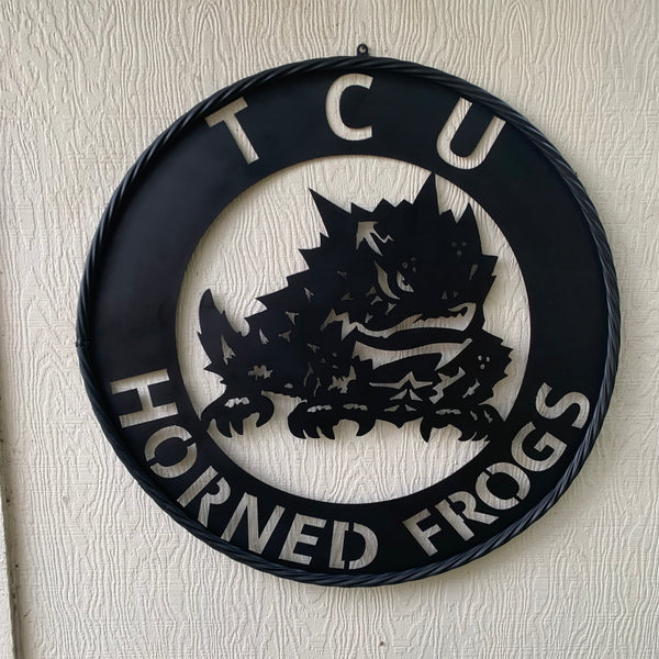 TCU HORNED FROGS CUSTOM BLACK METAL VINTAGE CRAFT SIGN HANDMADE