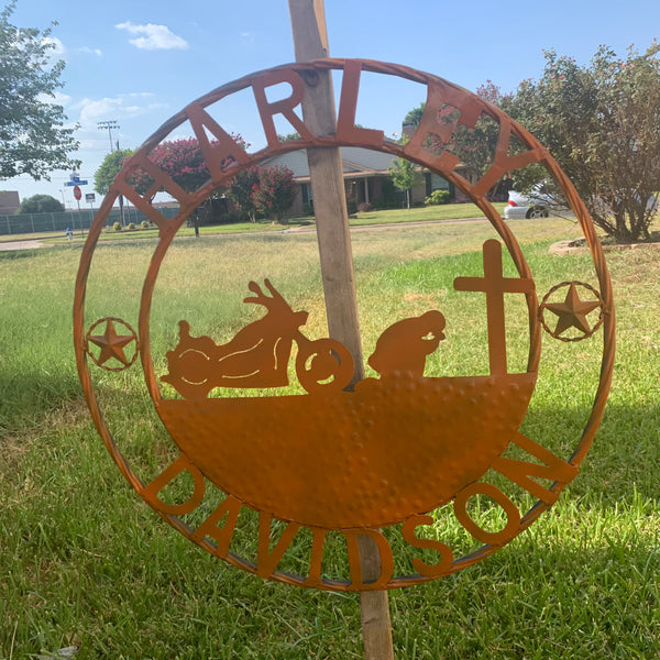 24",32" HARLEY DAVIDSON ORANGE CUSTOM METAL VINTAGE CRAFT SIGN WESTERN HOME DECOR HANDMADE