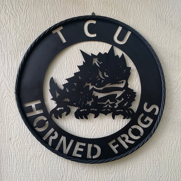 TCU HORNED FROGS CUSTOM BLACK METAL VINTAGE CRAFT SIGN HANDMADE