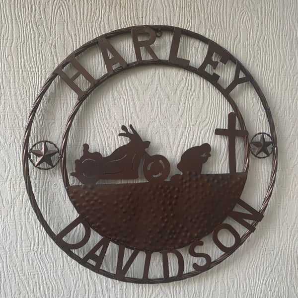 24",32" HARLEY DAVIDSON CUSTOM METAL VINTAGE CRAFT SIGN WESTERN HOME DECOR RUSTIC BRONZE HANDMADE