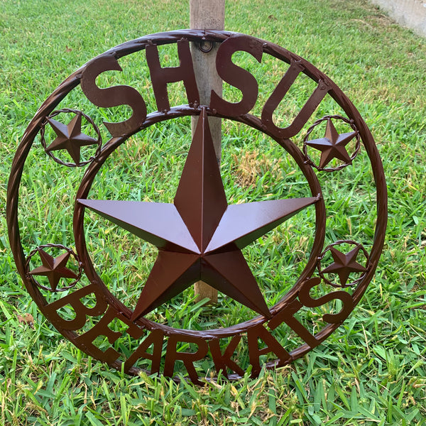 18" SHSU SAM HOUSTON BEARKATS RUSTIC BRONZE COPPER METAL CUSTOM VINTAGE CRAFT RUSTIC BROWN TEAM STAR HANDMADE