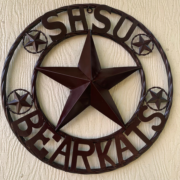 18" SHSU SAM HOUSTON BEARKATS RUSTIC BRONZE COPPER METAL CUSTOM VINTAGE CRAFT RUSTIC BROWN TEAM STAR HANDMADE