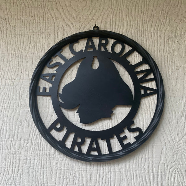 EAST CAROLINA CUSTOM BLACK METAL VINTAGE CRAFT WALL ART TEAM SIGN HANDMADE