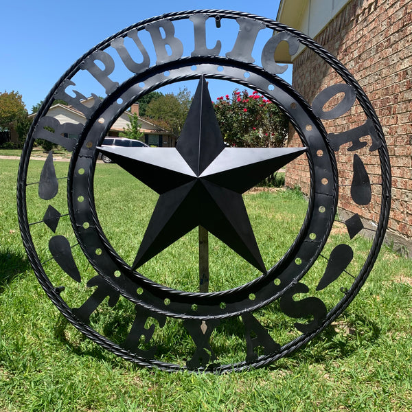 REPUBLIC OF TEXAS 3d STAR CUSTOM RUSTIC BLACK METAL VINTAGE CRAFT WESTERN HOME DECOR HANDMADE NEW ART