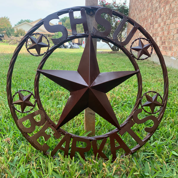 18" SHSU SAM HOUSTON BEARKATS RUSTIC BRONZE COPPER METAL CUSTOM VINTAGE CRAFT RUSTIC BROWN TEAM STAR HANDMADE