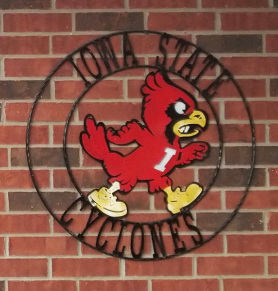 12", 18", 24", 32" IOWA STATE CYCLONES CUSTOM METAL VINTAGE CRAFT TEAM SIGN HANDMADE 36",40",44",50"