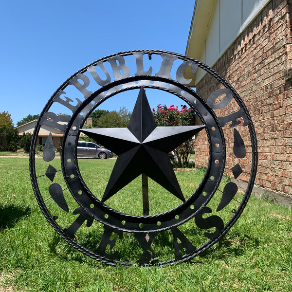 REPUBLIC OF TEXAS 3d STAR CUSTOM RUSTIC BLACK METAL VINTAGE CRAFT WESTERN HOME DECOR HANDMADE NEW ART