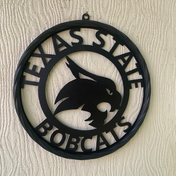 12",18",24",32",36" TEXAS STATE BOBCATS CUSTOM BLACK METAL VINTAGE CRAFT TEAM SIGN WESTERN HOME DECOR HANDMADE