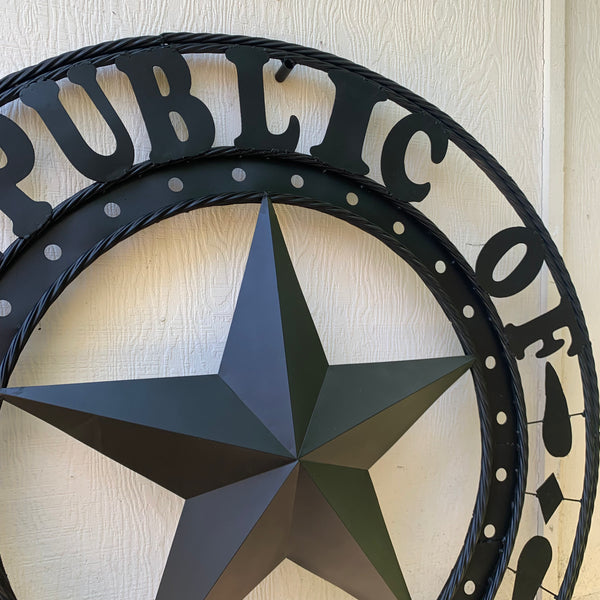 REPUBLIC OF TEXAS 3d STAR CUSTOM RUSTIC BLACK METAL VINTAGE CRAFT WESTERN HOME DECOR HANDMADE NEW ART