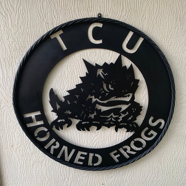 TCU HORNED FROGS CUSTOM BLACK METAL VINTAGE CRAFT SIGN HANDMADE