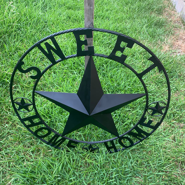 HOME SWEET HOME BARN STAR 24",32",36" RUSTIC BLACK METAL LONE STAR WESTERN HOME DECOR HANDMADE NEW #EH10549