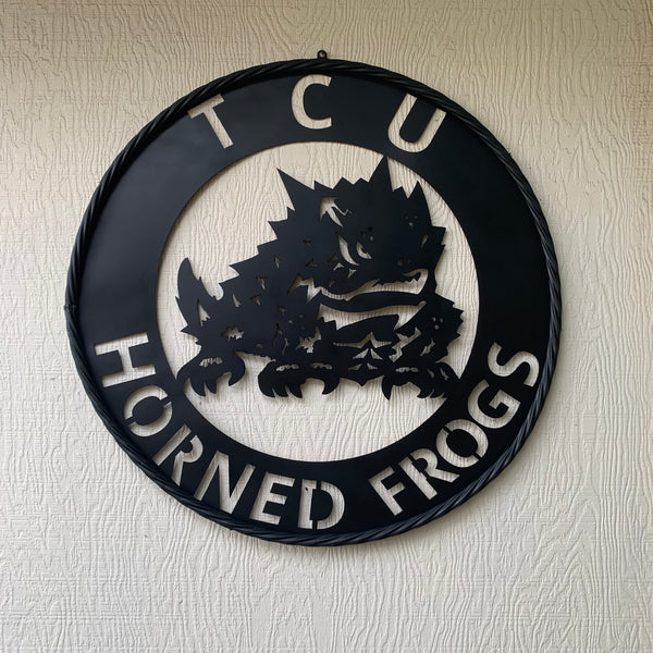 TCU HORNED FROGS CUSTOM BLACK METAL VINTAGE CRAFT SIGN HANDMADE