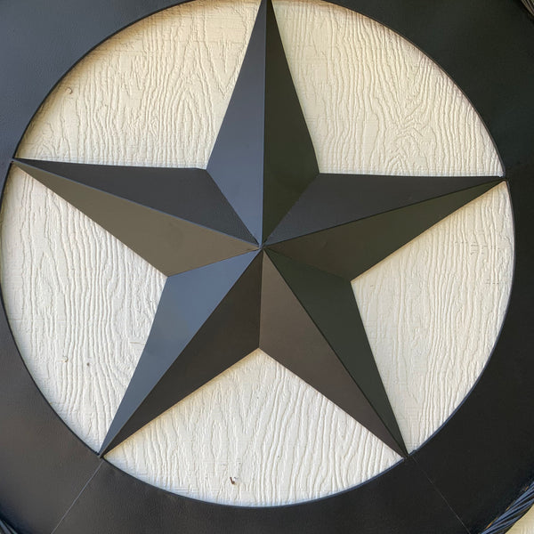 36" RUSTIC BLACK LONE STAR WIDE BAND RING TWISTED ROPE RING 3d METAL STAR WALL ART WESTERN HOME DECOR HANDMADE NEW #EH11879
