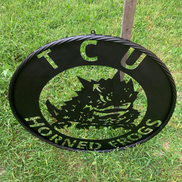 TCU HORNED FROGS CUSTOM BLACK METAL VINTAGE CRAFT SIGN HANDMADE