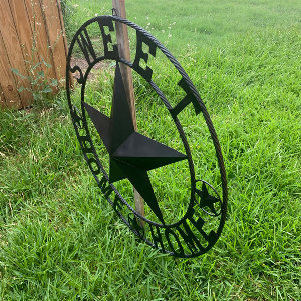 HOME SWEET HOME BARN STAR 24",32",36" RUSTIC BLACK METAL LONE STAR WESTERN HOME DECOR HANDMADE NEW #EH10549