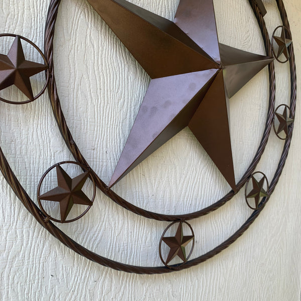 PEREZ CUSTOM STAR NAME BARN METAL STAR 3d TWISTED ROPE RING WESTERN HOME DECOR RUSTIC  BRONZE HANDMADE 24",32",34",36",40",42",44",46",50"