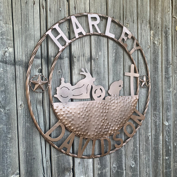 24",32" HARLEY DAVIDSON CUSTOM METAL VINTAGE CRAFT SIGN WESTERN HOME DECOR RUSTIC BRONZE HANDMADE