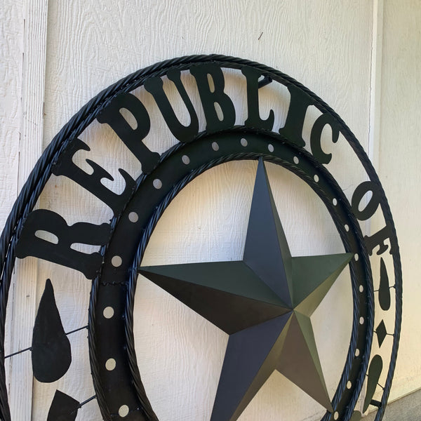 REPUBLIC OF TEXAS 3d STAR CUSTOM RUSTIC BLACK METAL VINTAGE CRAFT WESTERN HOME DECOR HANDMADE NEW ART