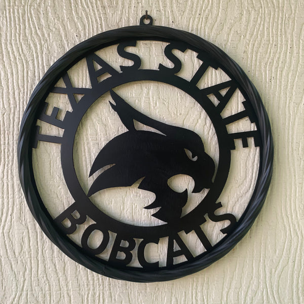 12",18",24",32",36" TEXAS STATE BOBCATS CUSTOM BLACK METAL VINTAGE CRAFT TEAM SIGN WESTERN HOME DECOR HANDMADE