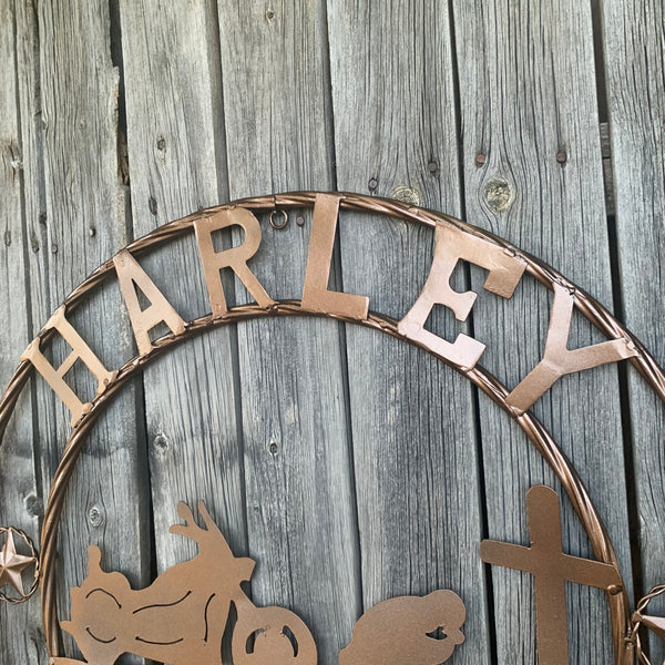 24",32" HARLEY DAVIDSON CUSTOM METAL VINTAGE CRAFT SIGN WESTERN HOME DECOR RUSTIC BRONZE HANDMADE