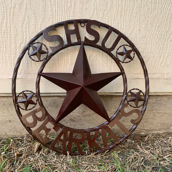 18" SHSU SAM HOUSTON BEARKATS RUSTIC BRONZE COPPER METAL CUSTOM VINTAGE CRAFT RUSTIC BROWN TEAM STAR HANDMADE