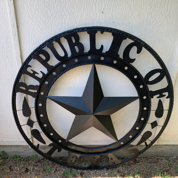 REPUBLIC OF TEXAS 3d STAR CUSTOM RUSTIC BLACK METAL VINTAGE CRAFT WESTERN HOME DECOR HANDMADE NEW ART