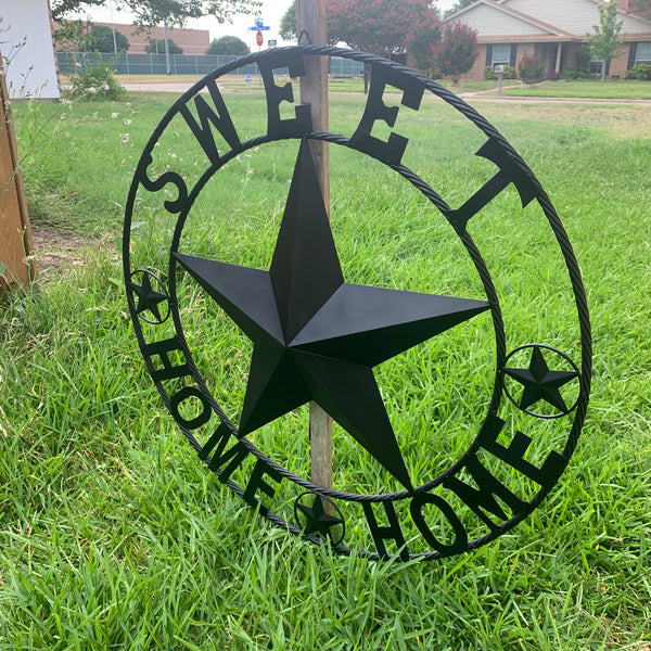 HOME SWEET HOME BARN STAR 24",32",36" RUSTIC BLACK METAL LONE STAR WESTERN HOME DECOR HANDMADE NEW #EH10549